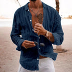 Men's Long Sleeve Linen Summer Casual Beach Shirt