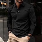 Men's Long Sleeve Polo Shirt Refined Tailored Everyday Essential