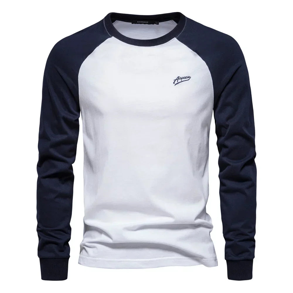 Men's Raglan Long Sleeve Casual Crew Neck Shirt