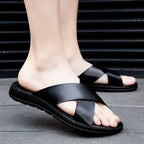 Men's Leather Slip On Sandals Italian Style Premium Comfortable