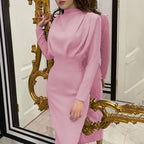 Women's Maxi Dress Sculpted Bodycon High Neck Long