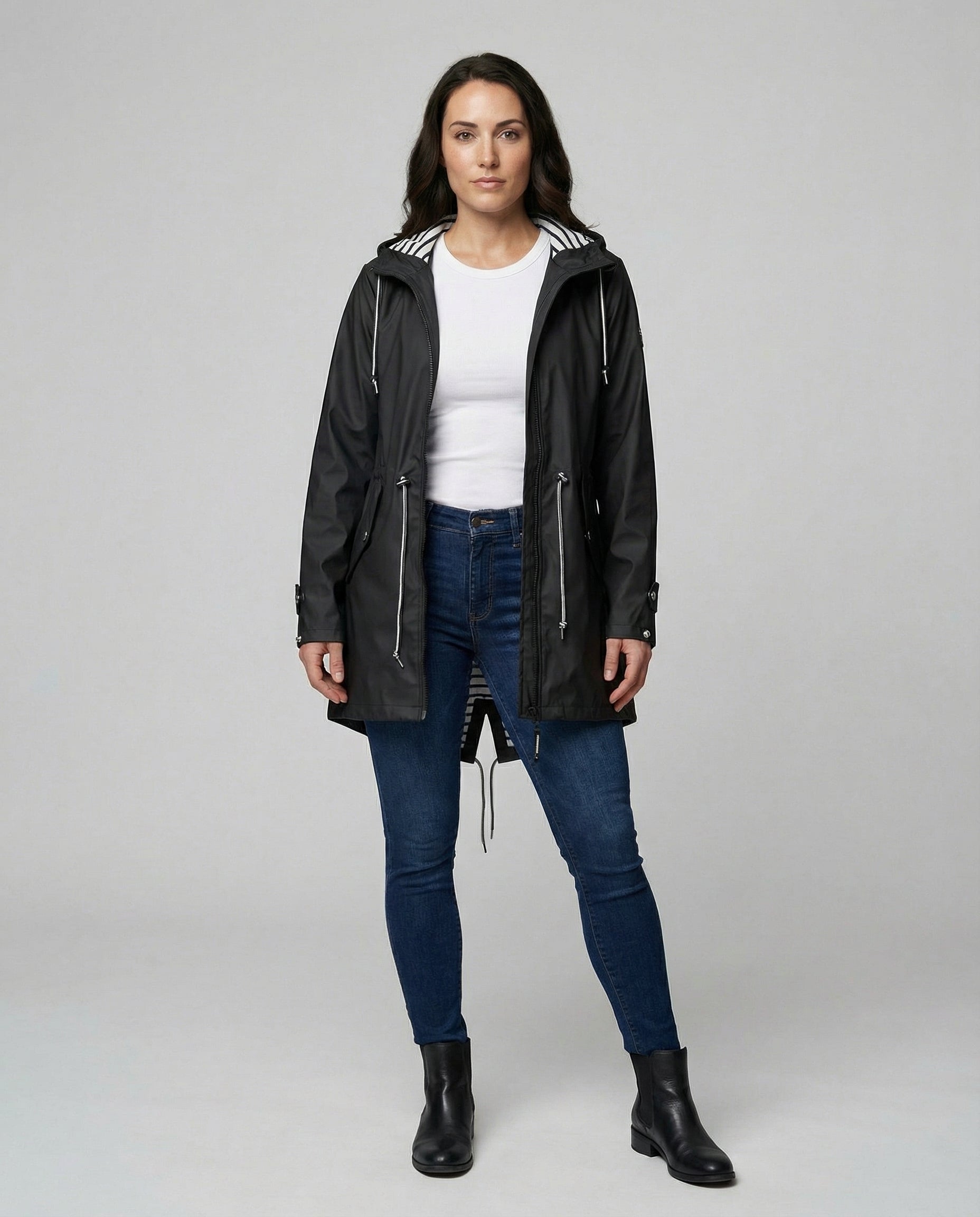 Women's Water-Repellent Hooded Raincoat – Lightweight Adjustable Parka