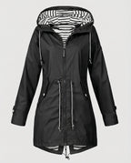 Women's Water-Repellent Hooded Raincoat – Lightweight Adjustable Parka