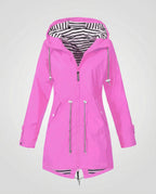 Women's Water-Repellent Hooded Raincoat – Lightweight Adjustable Parka