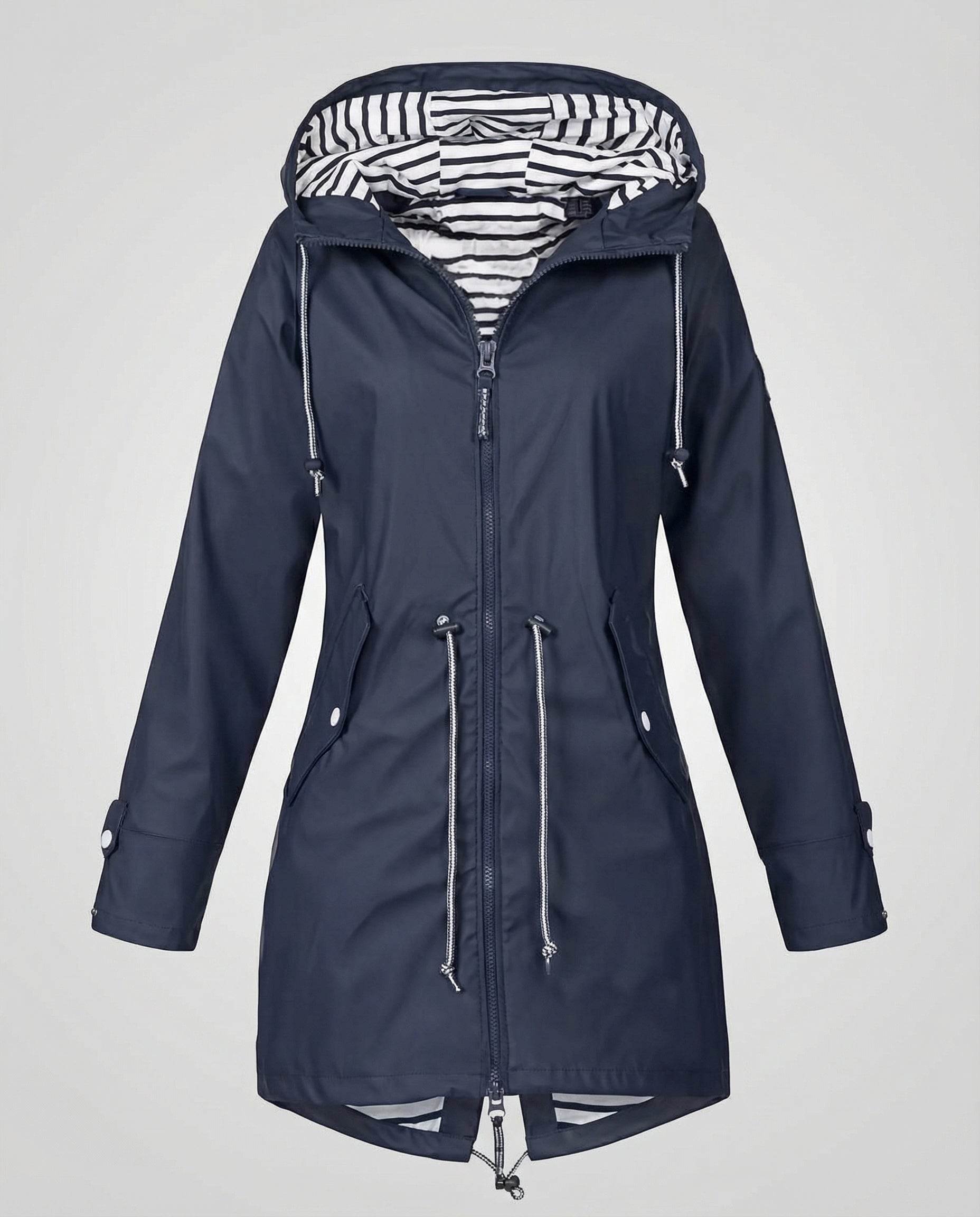 Women's Water-Repellent Hooded Raincoat – Lightweight Adjustable Parka