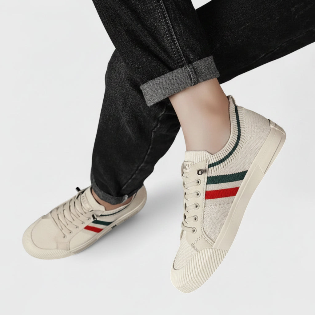 Men's Knit Low Top Sneakers Breathable Lace Up Shoes