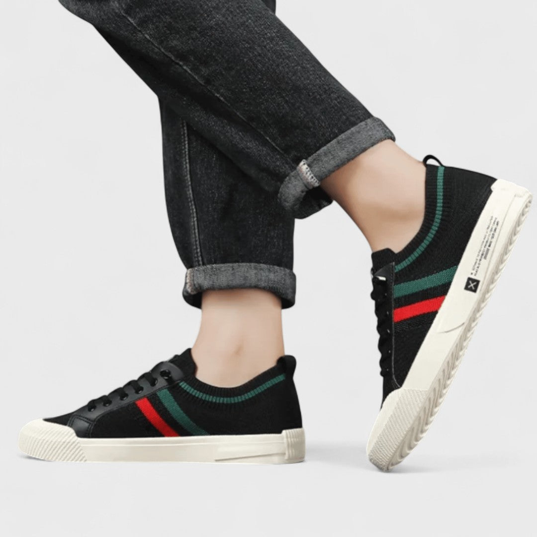 Men's Knit Low Top Sneakers Breathable Lace Up Shoes