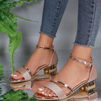 Women's Low Block-Heel Sandals – Adjustable Ankle-Strap Shoes