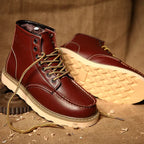 Men's Leather Lace Up Work Boots Chunky Grip Sole