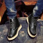 Men's Leather Lace Up Work Boots Chunky Grip Sole