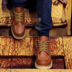 Men's Leather Lace Up Work Boots Chunky Grip Sole