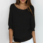 Women's Relaxed Knit Sweater with Wide Neck