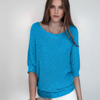 Women's Relaxed Knit Sweater with Wide Neck