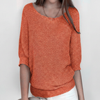 Women's Relaxed Knit Sweater with Wide Neck