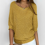 Women's Relaxed Knit Sweater with Wide Neck