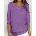Women's Relaxed Knit Sweater with Wide Neck