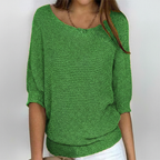 Women's Relaxed Knit Sweater with Wide Neck
