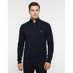 Men's Ribbed Quarter Zip Sweater with Stand Collar