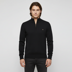 Men's Ribbed Quarter Zip Sweater with Stand Collar