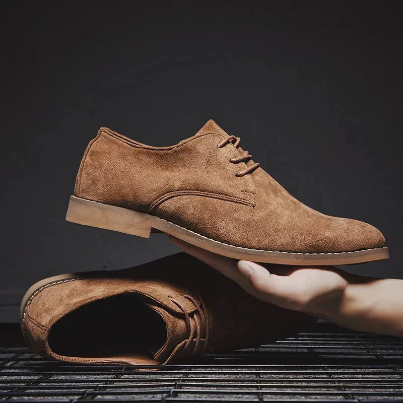 Men's Vegan Suede Oxford Shoes Cushioned Lace Up Dress