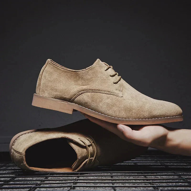 Men's Vegan Suede Oxford Shoes Cushioned Lace Up Dress