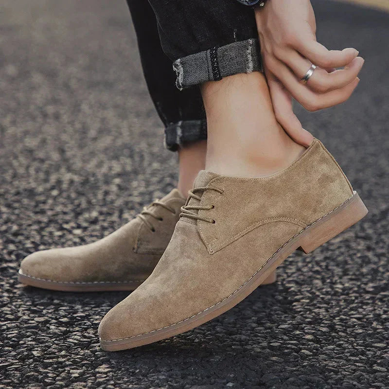 Men's Vegan Suede Oxford Shoes Cushioned Lace Up Dress