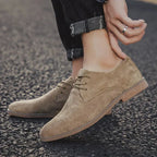 Men's Vegan Suede Oxford Shoes Cushioned Lace Up Dress