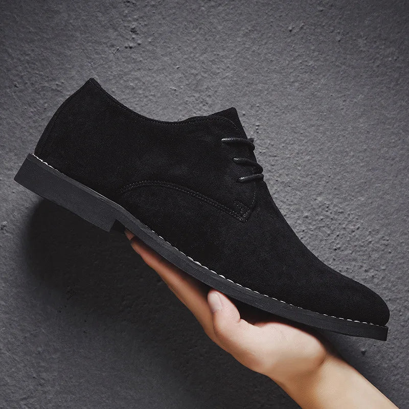 Men's Vegan Suede Oxford Shoes Cushioned Lace Up Dress