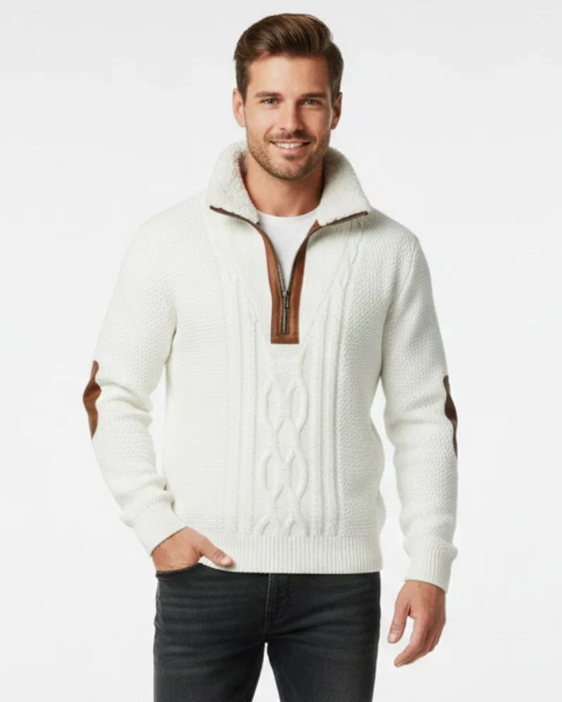 Men's Quarter Zip Knitted Pullover Warm Relaxed Layer