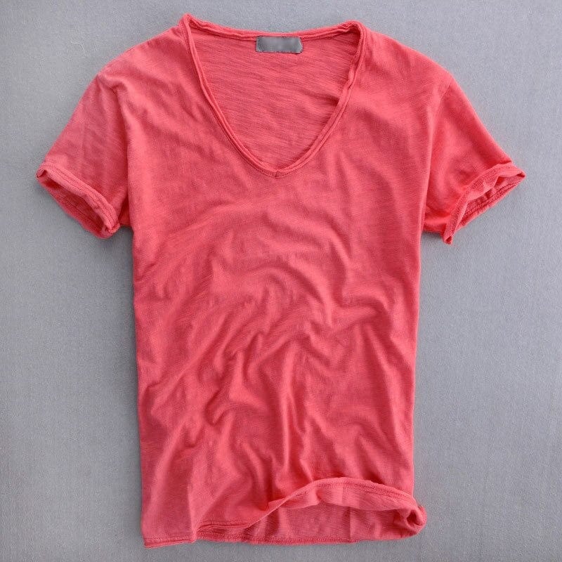 Men's Slim Fit V Neck T Shirt Lightweight Casual
