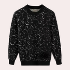 Men's Printed Knit Sweater with Crew Neck Ribbed Trims