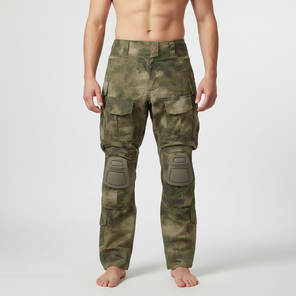 Men's Cotton Blend Tactical Cargo Trousers Integrated Knee Protection