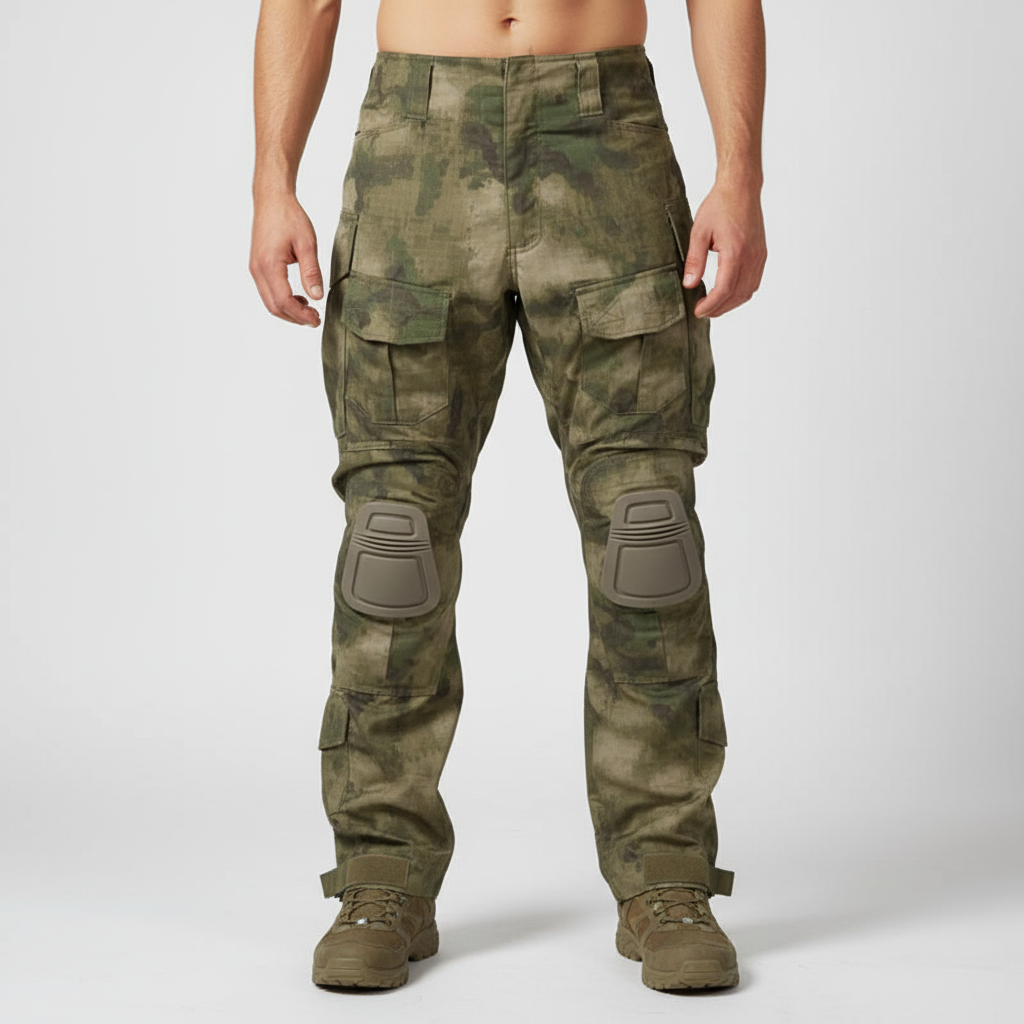 Men's Cotton Blend Tactical Cargo Trousers Integrated Knee Protection