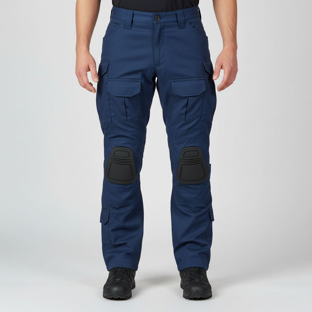 Men's Cotton Blend Tactical Cargo Trousers Integrated Knee Protection