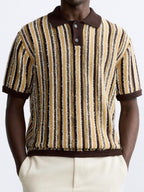 Men's Retro Knitted Stripe Polo Casual Summer Shirt