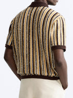 Men's Retro Knitted Stripe Polo Casual Summer Shirt