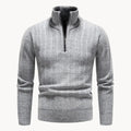 Men's Quarter Zip Jumper with Stand Collar Ribbed Knit
