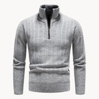 Men's Quarter Zip Jumper with Stand Collar Ribbed Knit