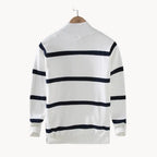 Men's Quarter Zip Jumper with Stand Collar Striped Knit