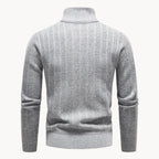 Men's Quarter Zip Jumper with Stand Collar Ribbed Knit