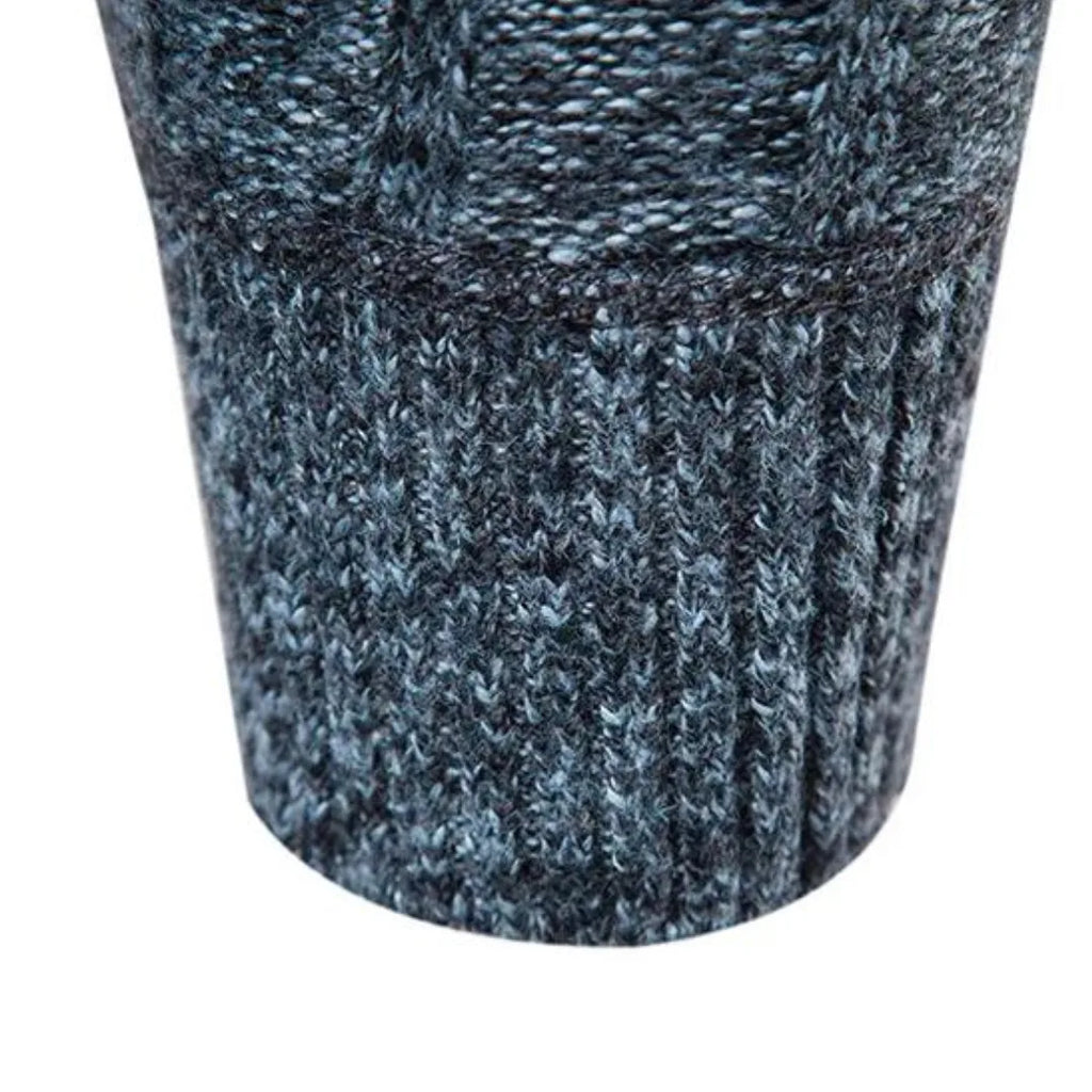 Men's Quarter Zip Jumper with Stand Collar Ribbed Knit