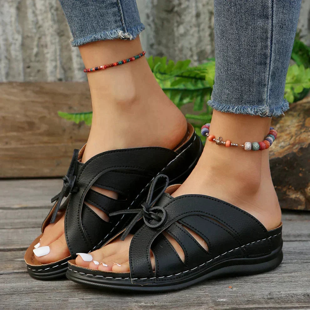 Women's Wedge Sandals Open Toe Knot Detail Support