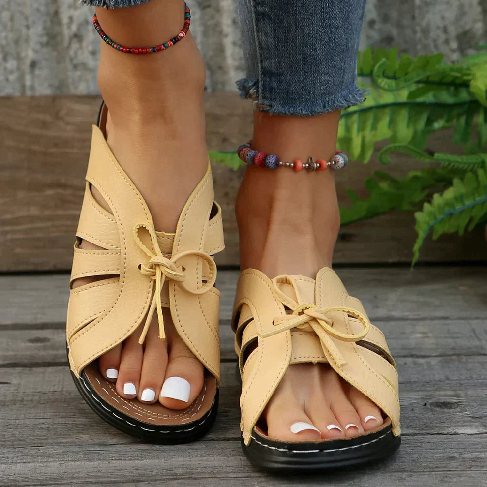 Women's Wedge Sandals Open Toe Knot Detail Support