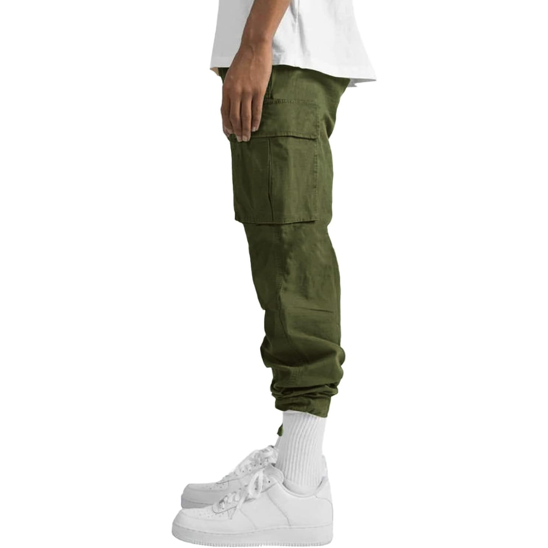 Men's Relaxed Cargo Trousers Multi Pocket Streetwear Utility Pants
