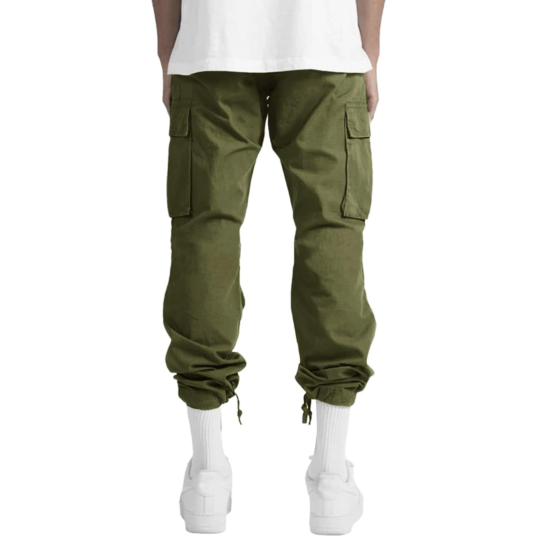 Men's Relaxed Cargo Trousers Multi Pocket Streetwear Utility Pants