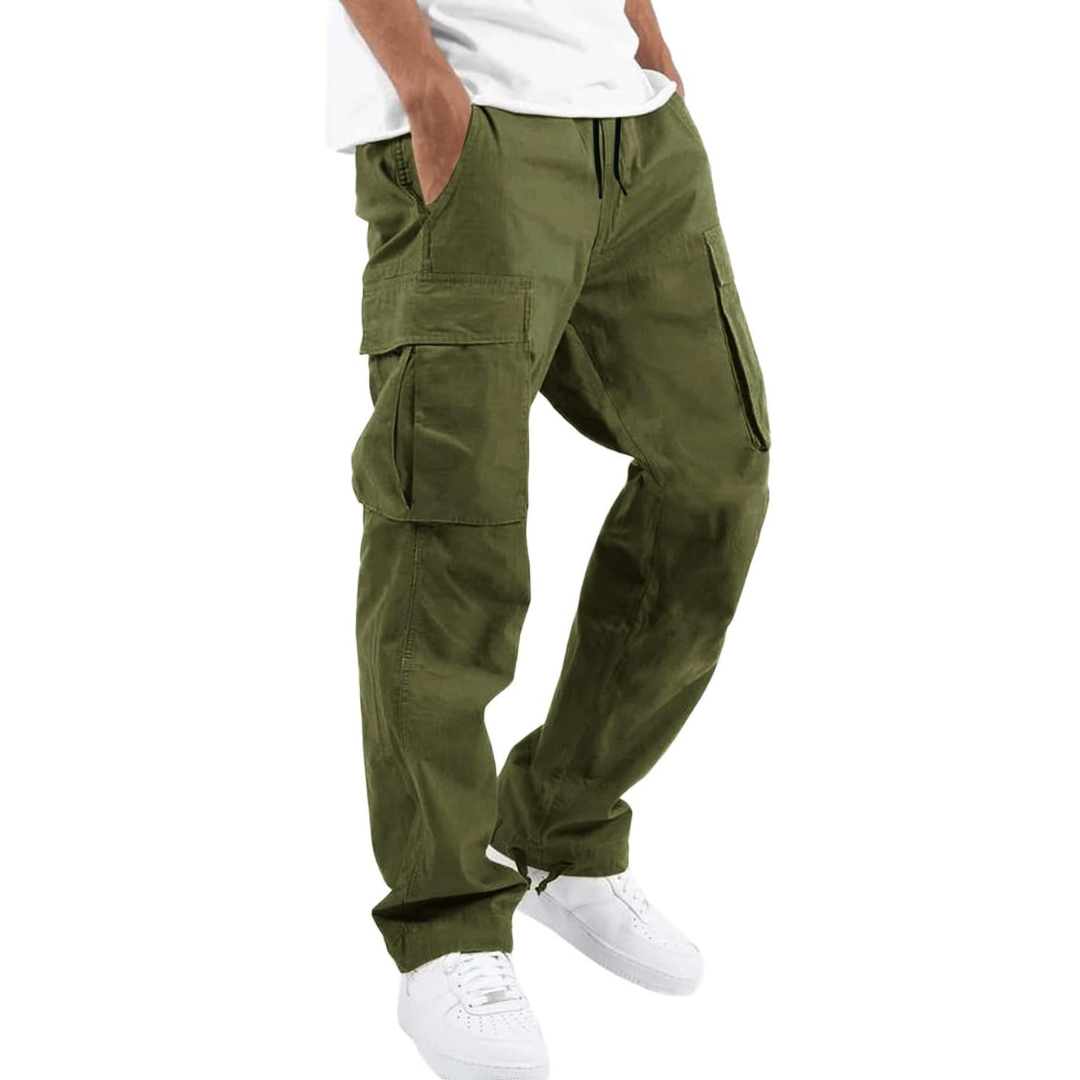 Men's Relaxed Cargo Trousers Multi Pocket Streetwear Utility Pants