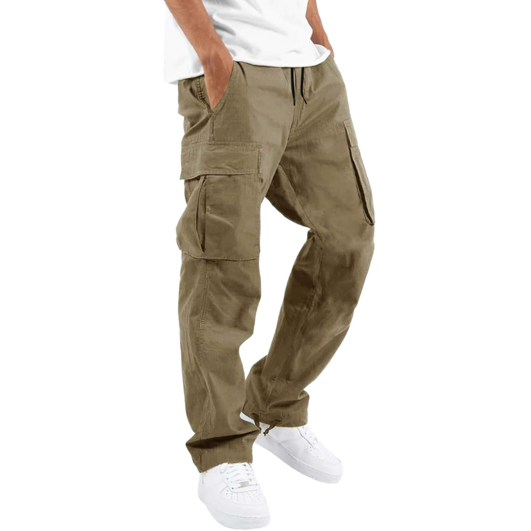 Men's Relaxed Cargo Trousers Multi Pocket Streetwear Utility Pants