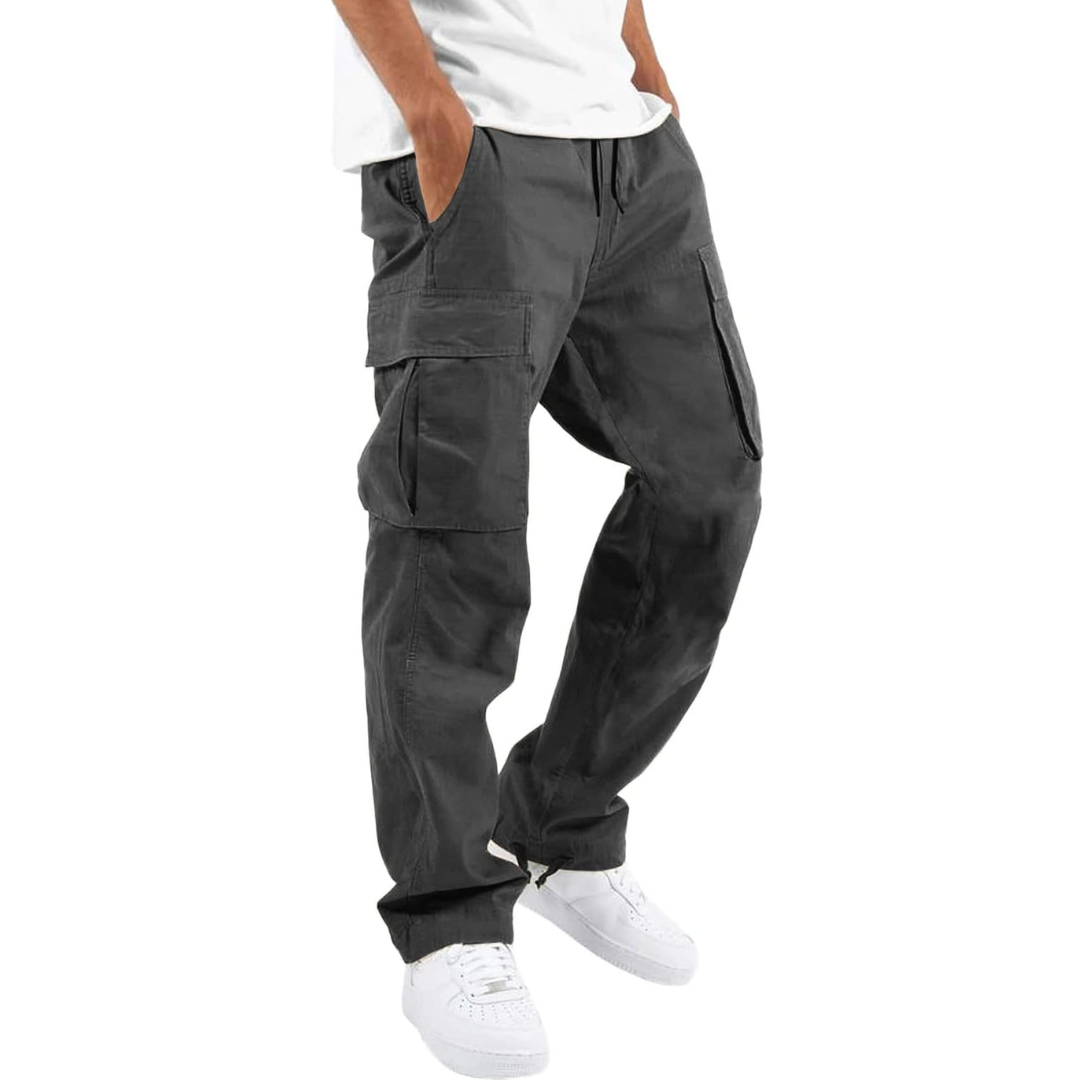 Men's Relaxed Cargo Trousers Multi Pocket Streetwear Utility Pants