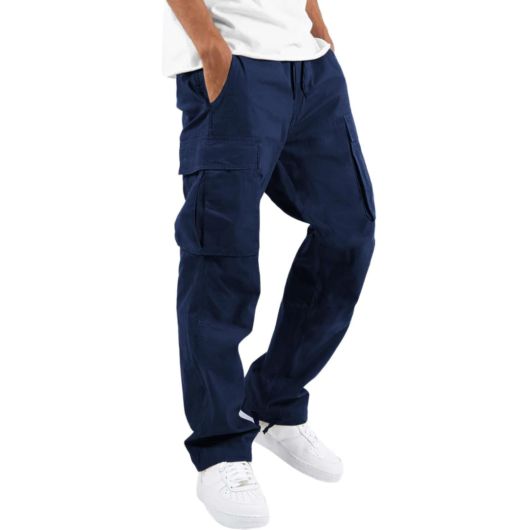 Men's Relaxed Cargo Trousers Multi Pocket Streetwear Utility Pants