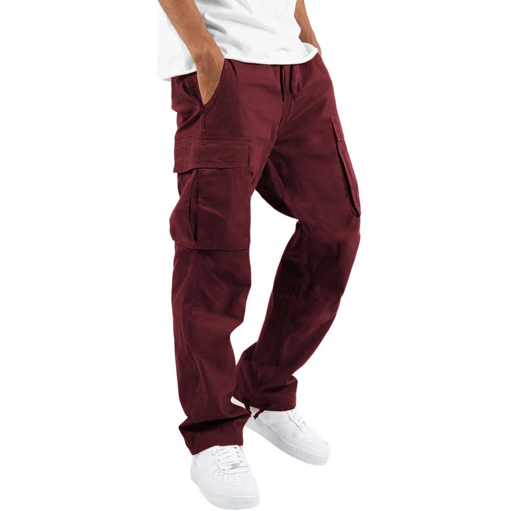 Men's Relaxed Cargo Trousers Multi Pocket Streetwear Utility Pants
